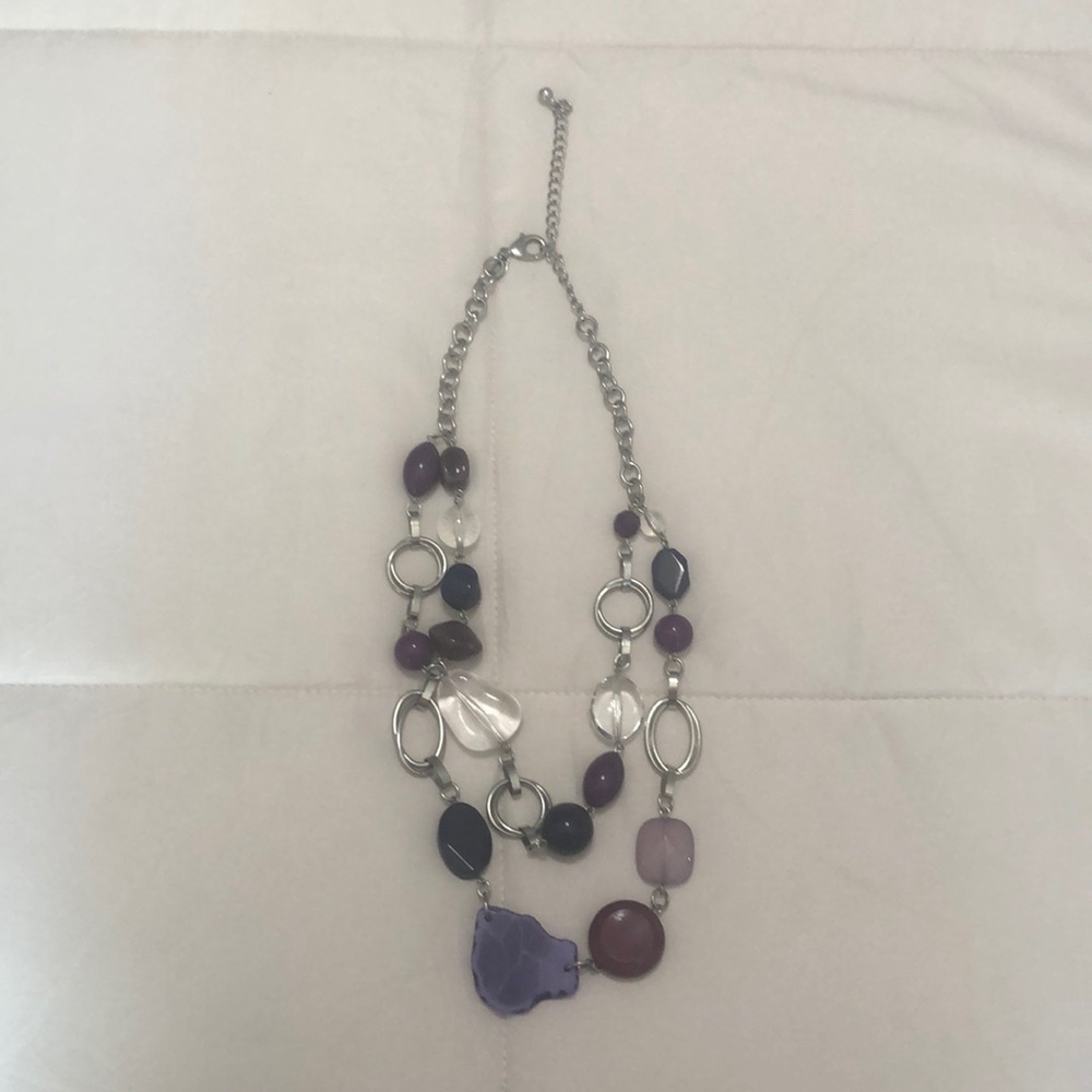 Chico’s Multicolored Purple Beaded Necklace Stack